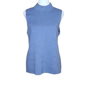 Banana Republic Serene Shell Mock Neck Sleeveless Sweater Blue Medium Minimalist
